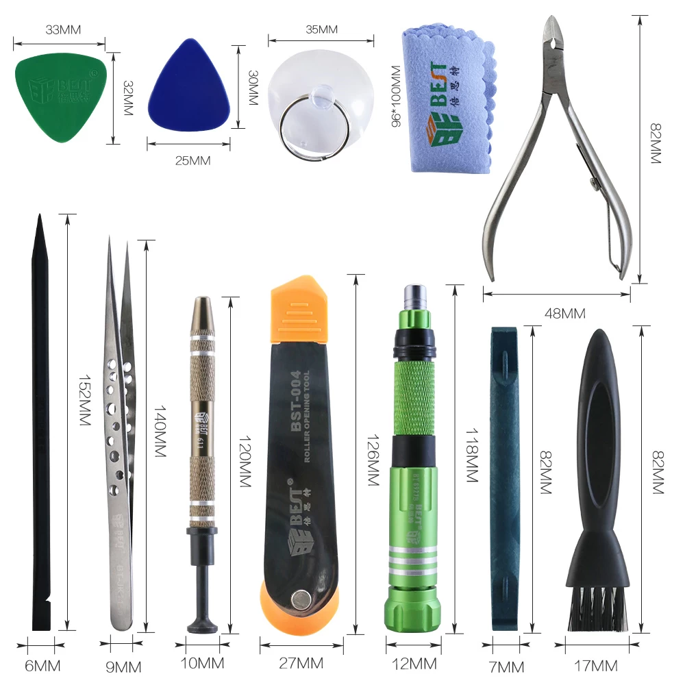 BST-8911B Multifunctional Mobile Phone Opening Pry Tools Repairing Kit Set with Component Box