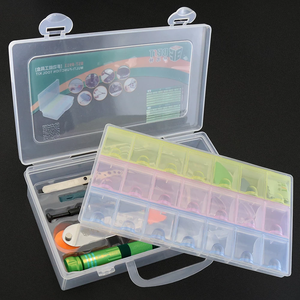 BST-8911B Multifunctional Mobile Phone Opening Pry Tools Repairing Kit Set with Component Box