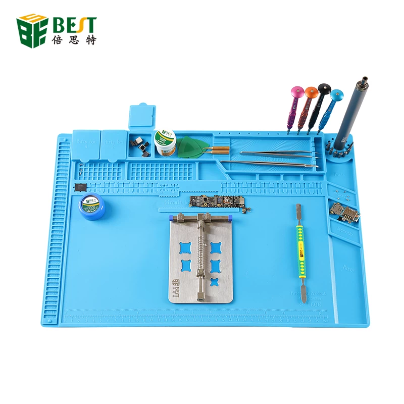 BST S-160C Soldering Station Iron Telephone PC Computer Computer Repair Magnetic Mat Thermal Insulation Silicone Desk Platform
