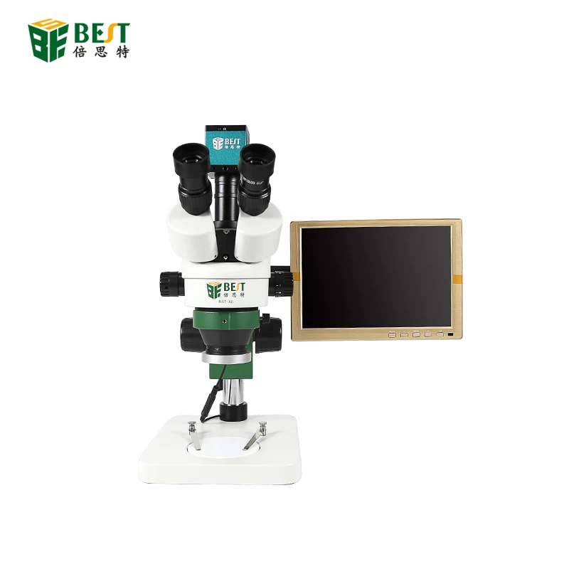 La version trinoculaire du microscope stéréo BST-X6-II peut être connectée à l'écran de la caméra - deuxième génération