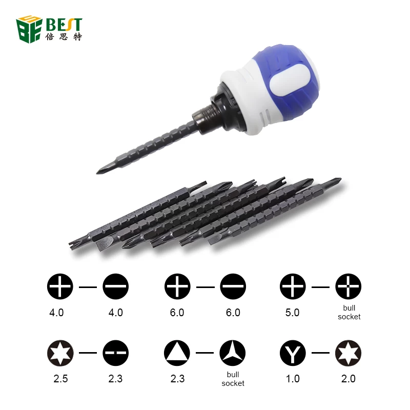 Bst-8938 Magnetic Ratchet Screwdriver Set Phillips Slotted Dual-purpose Ratcheting Screwdriver Telescopic Removable Handle