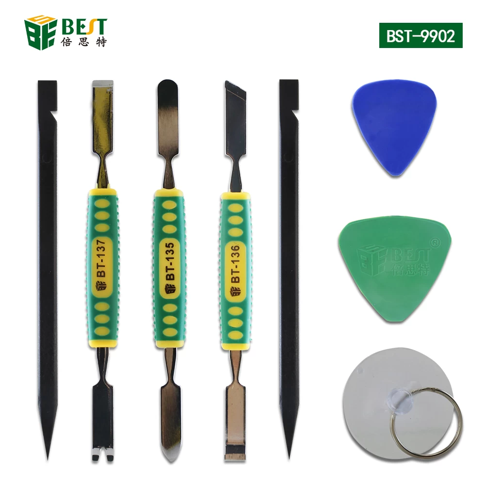 Disassemble Opening Repair Tool kits with Suction Cup, Non-Nylon Pry Tools, Metal Pry Bar BEST-9902
