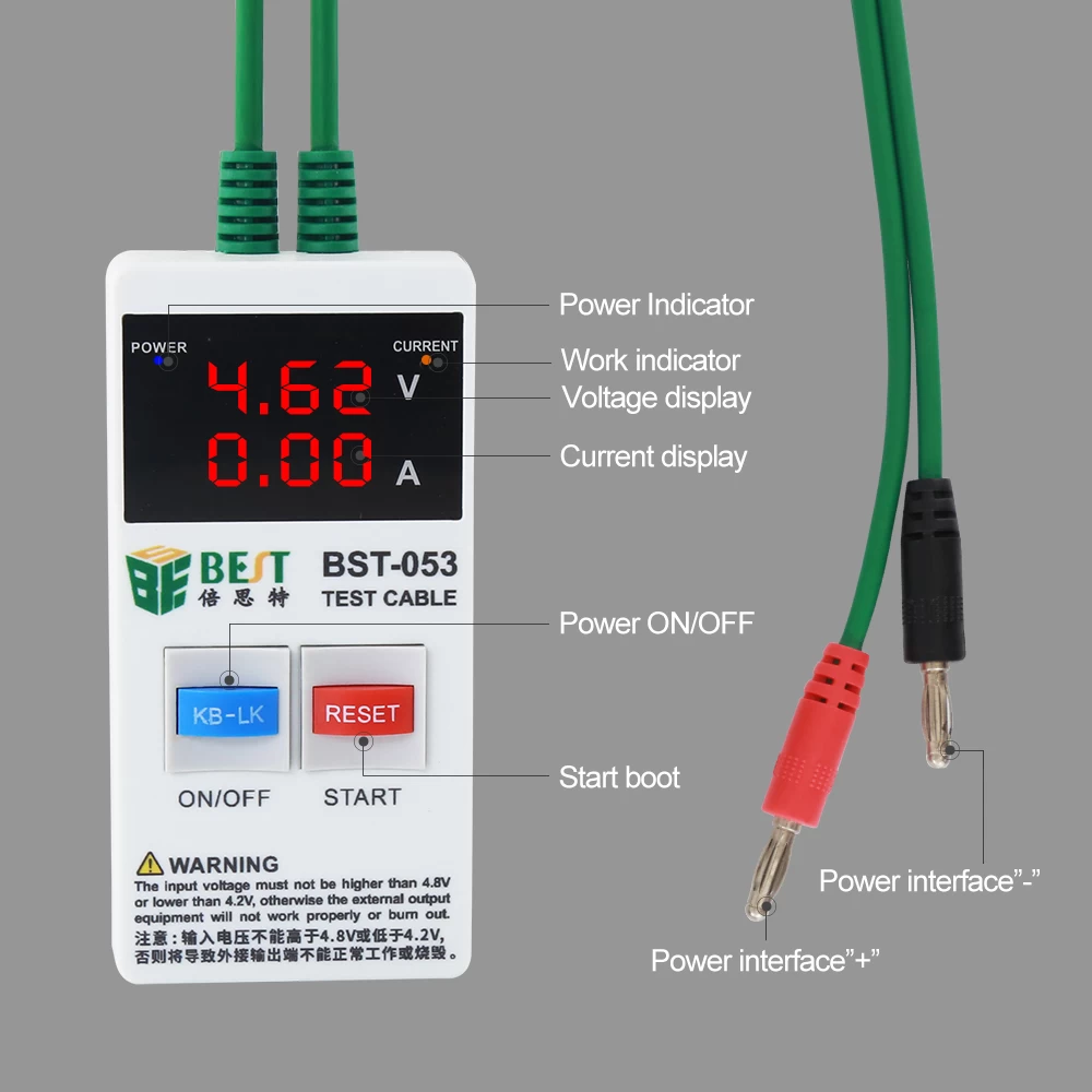 BEST-053手机维修工具适用于iPhone的电源数据线Samsung DC电源电话电流测试电缆，带4USB输出