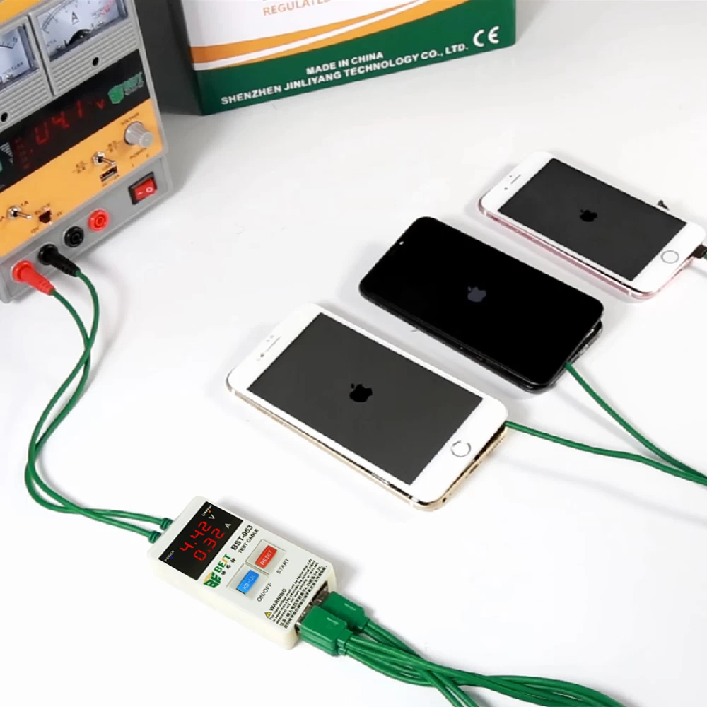 BEST-053手机维修工具适用于iPhone的电源数据线Samsung DC电源电话电流测试电缆，带4USB输出