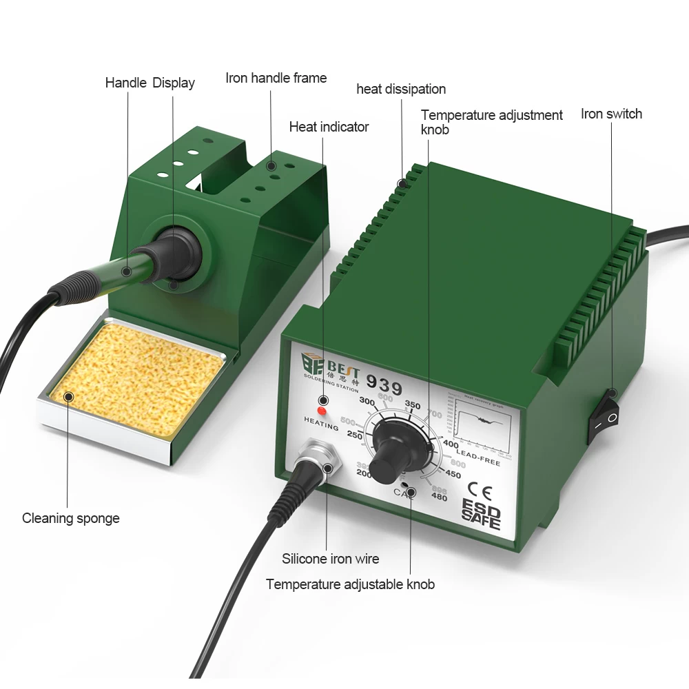 Lead-free intelligent LED and BST-939 anti-static welding station