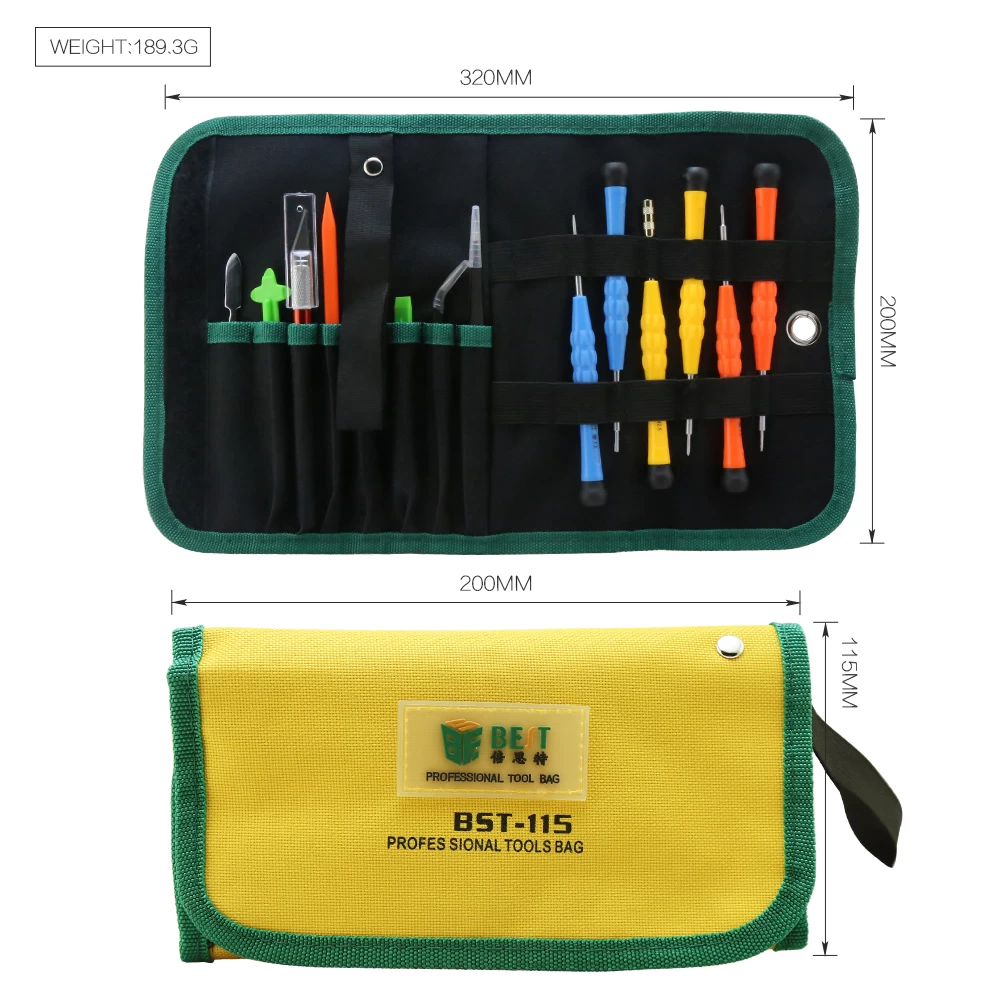 New Arrival BST-115 phone repair kit Mobile Phone Repairing hand tools set repair kits with tweezers screwdrivers pry tools