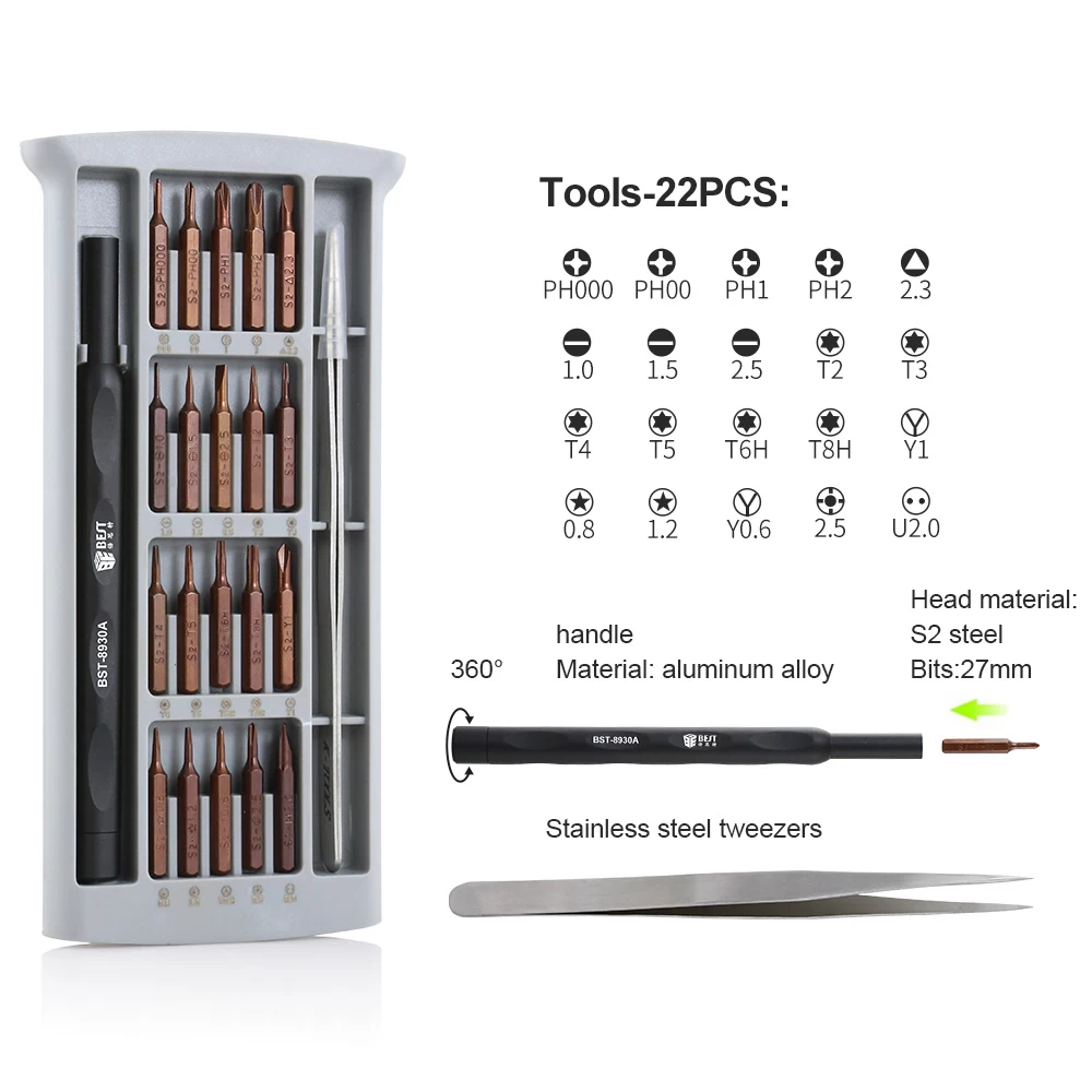 New Model Daily Use Screwdriver Kit 22 in 1 Precision Magnetic Bits Home Essential Tools DIY Screwdriver Set BST-8930A