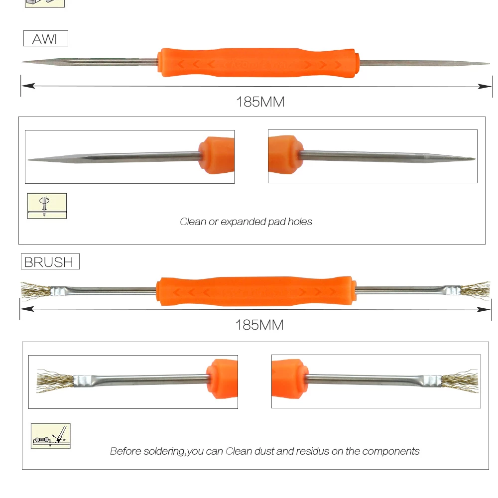 Soldering Aid Tool Brush Scraper Knife  Hook Fork  Spike BST-SA-10 6pcs