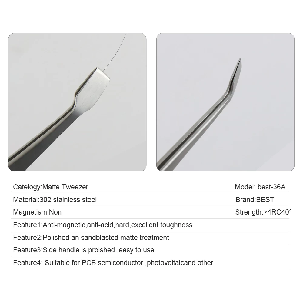 Stainless steel tweezers flat tip tweezers factory BST-36A