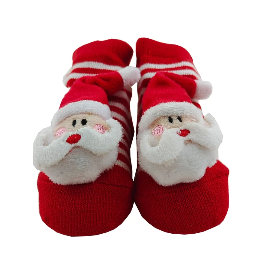 Chaussettes de coton de bébé 3D usine, chaussettes de Noël nouveau-née fournisseur, 0-6 mois chaussettes fabricant