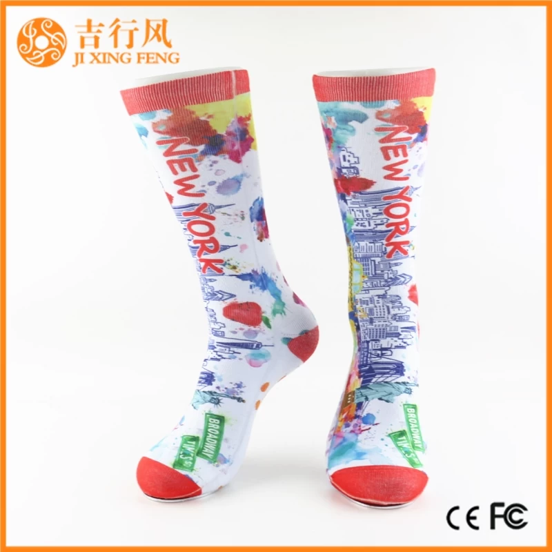 3D Digitaldruck Sublimation Socken Hersteller China Großhandel maßgeschneiderte Drucksocken