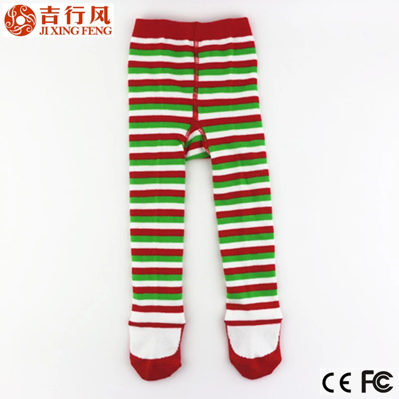Chinese professional tights manufacturer, stripe pattern knitting christmas pantyhose for 1-2-year-old baby