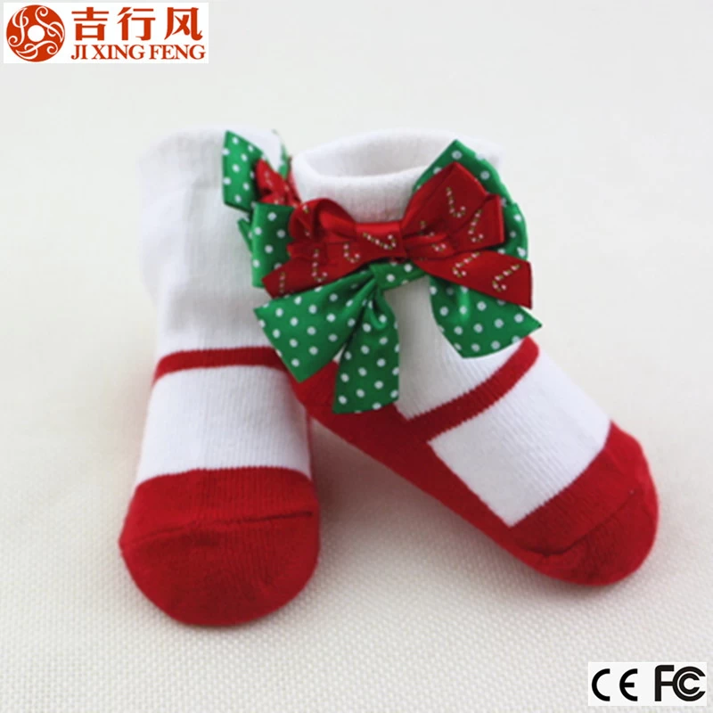 Professional baby socks manufacturer in China, wholesale cute Christmas bow baby socks