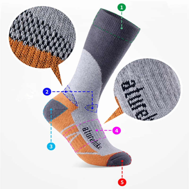 Gros personnalisée haute qualité chauffée chaussettes de compression long ski coolmax fashion