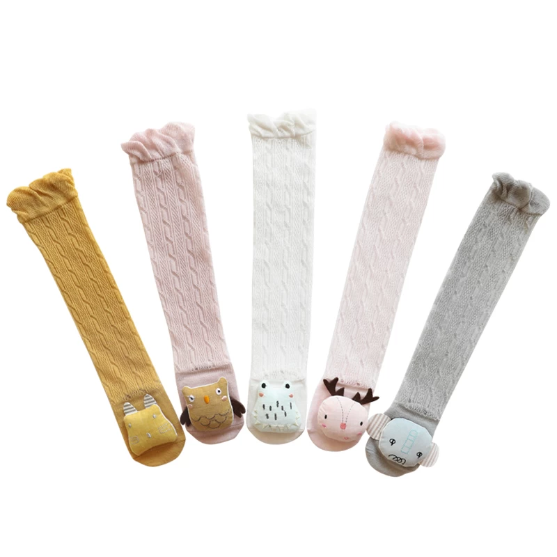 custom girls knee 3D baby cotton socks,baby cute designed socks suppliers