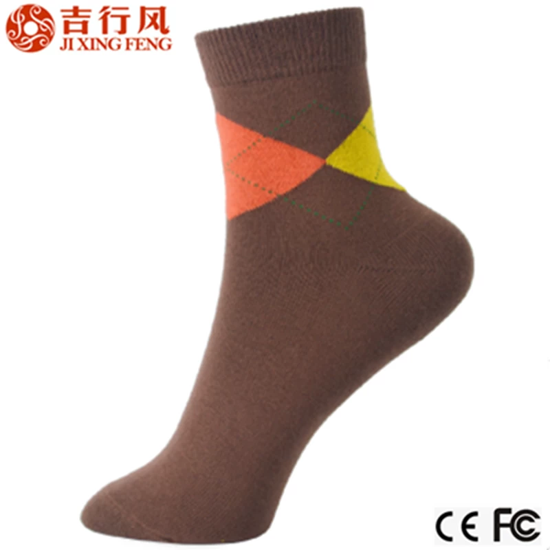bulk wholesale customized cotton womens brown argyle socks