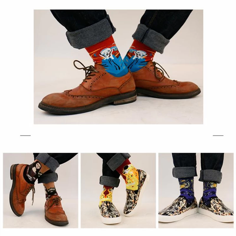 individualized newest style of artistic work knitting socks,china socks manufacturer custom art socks