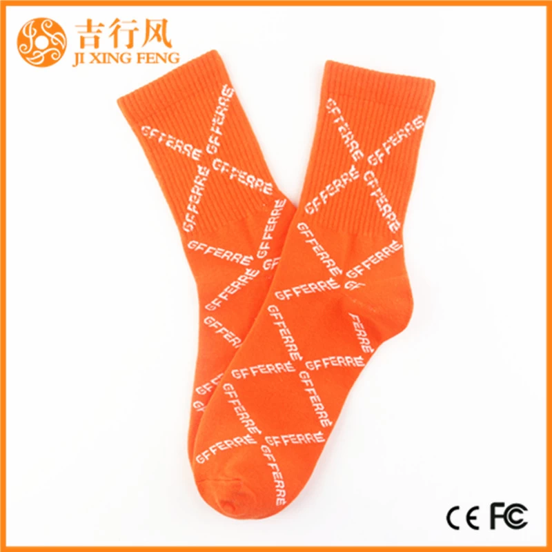 men cotton crew athletic socks factory wholesale orange long cotton sport socks