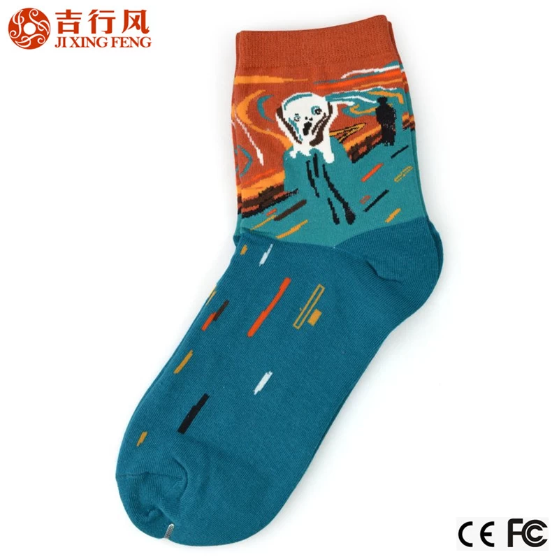 China nova moda estilo elegante macias populares obras de arte famosas meias para homens e mulheres fabricante