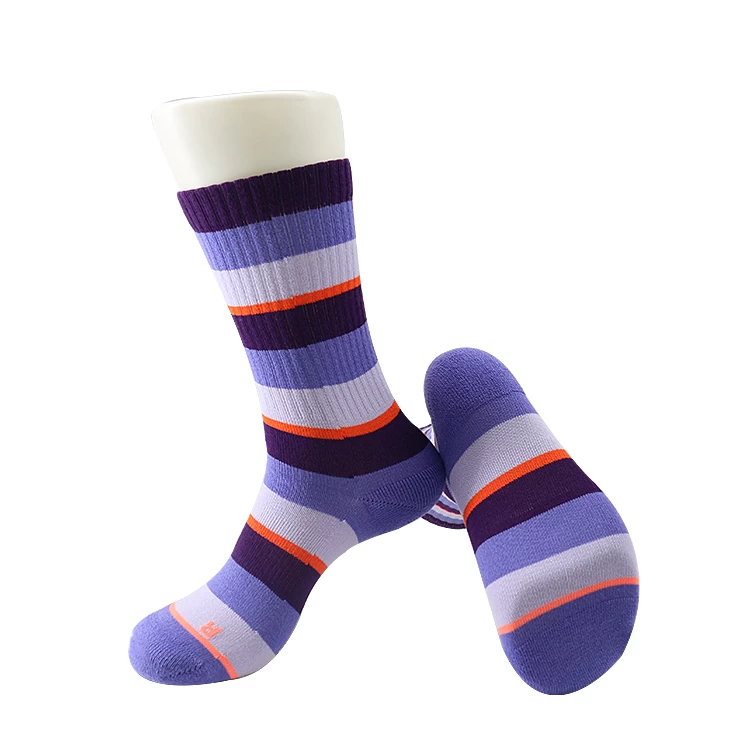 purified cotton sports socks maker,low price stripe long socks factory