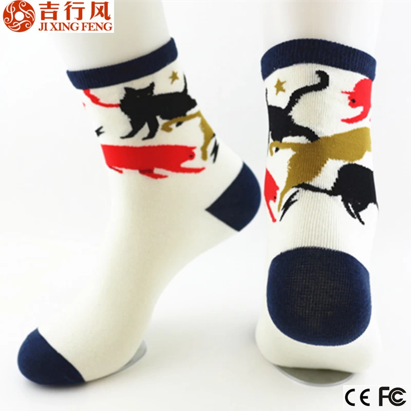 wholesale customized pattern white high socks women,made of cotton