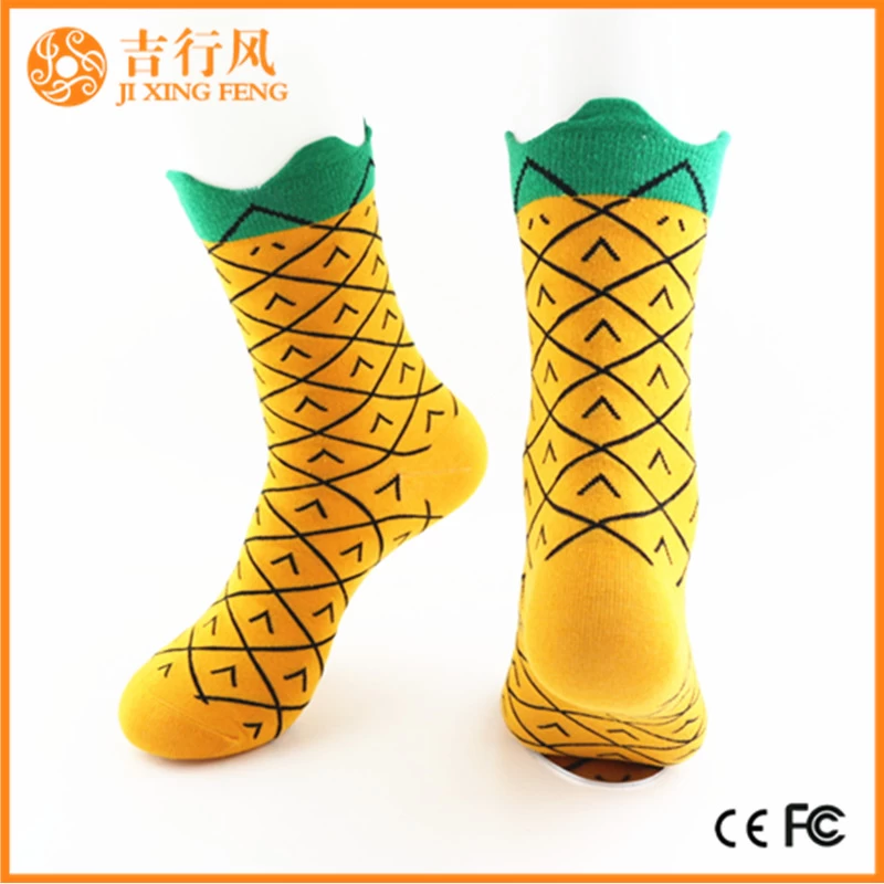 Frauen süße Socken Fabrik Versorgung schöne gelbe Ananas Muster Mädchen Socken