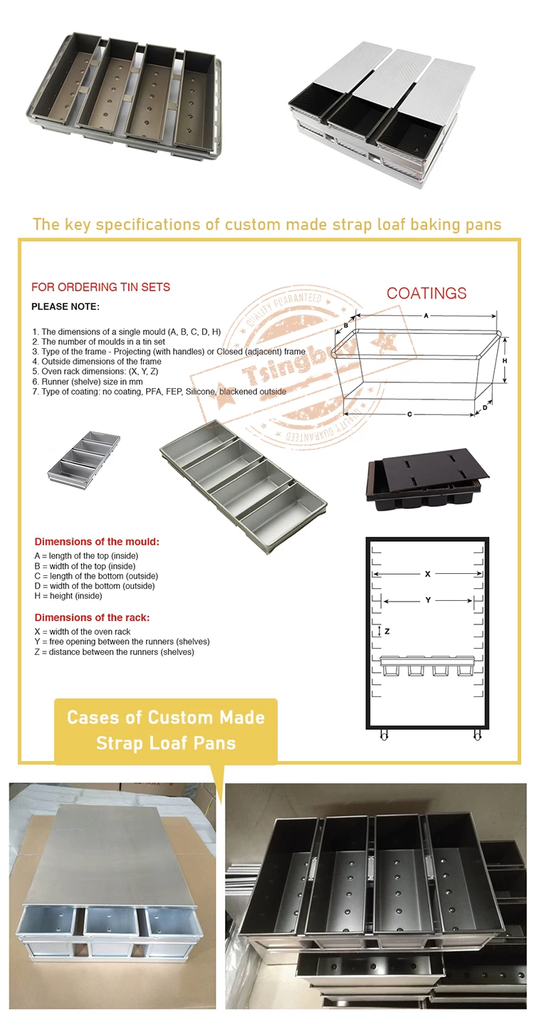 Commercial 4 Strapped Type Metal Baking Pans Bread Tin Loaf