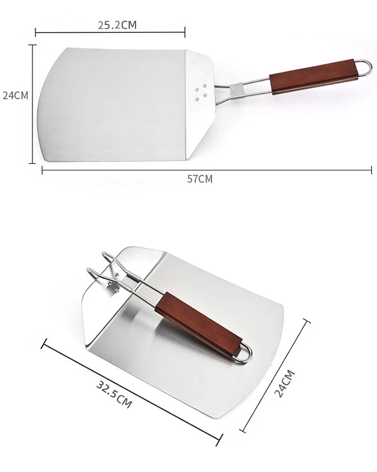 Pelle de transfert de pizza en acier inoxydable, spatule à gâteau