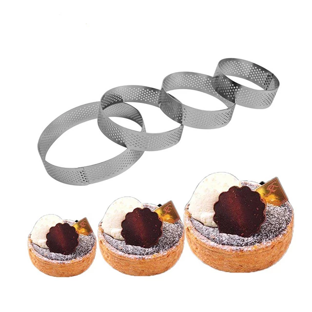 100*20mm Stainless Steel 304 Round Perforated Tart Ring