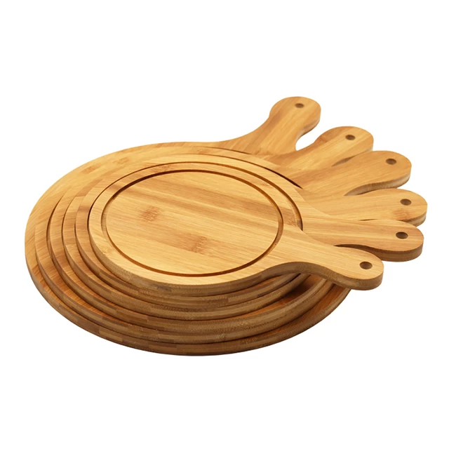 6-14 pulgadas de bambú redondo de madera pizza tablero fábrica al por mayor