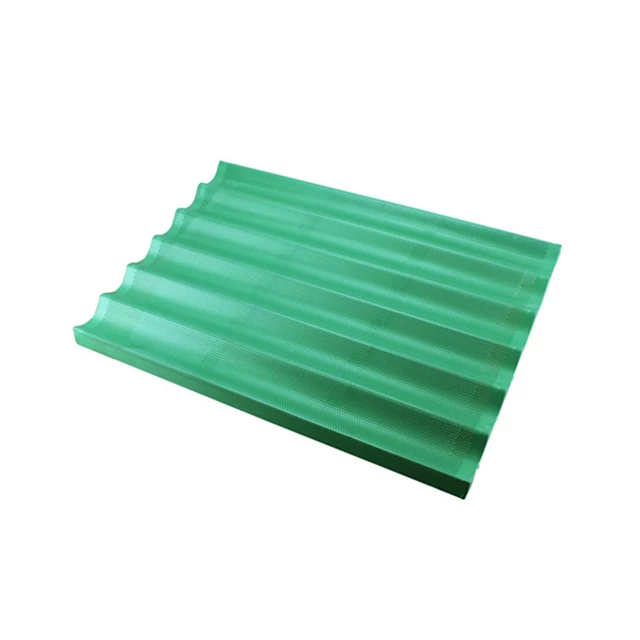 6-row Teflon Coated Stainless Steel Baguette Tray in Green Color