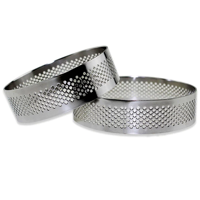 Tsina Ang Amazon Hot Nagbebenta Pinasadya na laki na hindi kinakalawang na asero perforated round ring tart Manufacturer