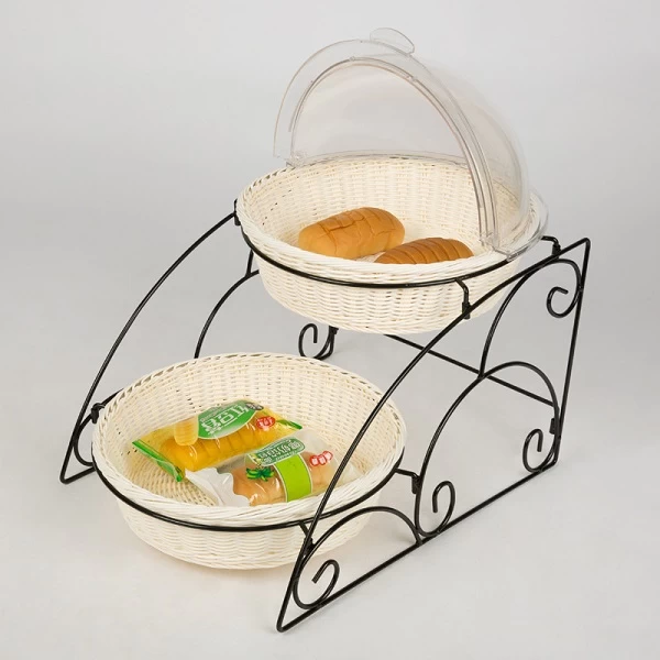 Buffet Display Plastic Rattan Basket with PC Cover