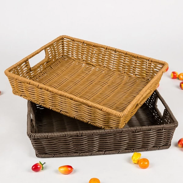 Tsina Handmade PP Rattan Bread Basket on Sale with Handles Manufacturer