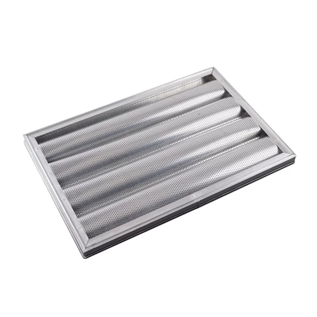 Bandeja para hornear baguette de aluminio de 4 filas con marco cerrado