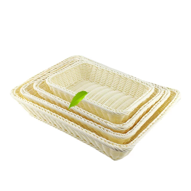 Tsina Rectangle PP Plastic Woven Bread Basket Manufacturer