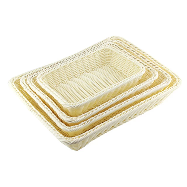 Rectángulo de plástico PP cesta de pan tejido