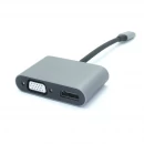 China Adaptador de vídeo do tipo C Tipo C para HDMI e VGA 2in1-Estação de docking 4K USB C | China HDMI VGA Converter Factory fabricante