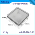 China AK-02-37A2-JK PC Transparent Door Lid Bracket Outdoor Enclosure IP67 Plastic Weatherproof Project Box with Mounting Plate 150X150X90MM manufacturer