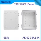 China AK-02-38A2-JK Waterproof Junction Box Weatherproof PC ABS Alloy Buckle Enclosure Grey Hinged Door 220X110X170MM manufacturer
