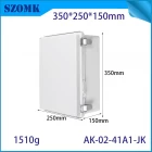 China AK-02-41A1-JK  ABS Enclosure Hinged Lid Grey Enclosure Hinged Cover With Key Lock Latch 350X250X150MM manufacturer
