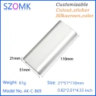 Cina Custodia estrusa in alluminio portatile di alta qualità in fabbrica di produzione cinese per alimentatore mobile AK-C-B69 21 * 51 * 110mm produttore