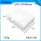 China IP66 ABS plastic power supply waterproof box Electronic instrument housing outdoor hinged type ABS enclosures AK-01-60 278*178*88mm manufacturer