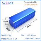 China blue portable power supply aluminum control boxes for pcb AK-C-C4 25 * 25 * 80mm manufacturer