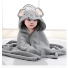 Cina Wholesale Flannel Animal Microfiber Kids Hooded Towel Baby Bath Towel Newborn Blanket produttore