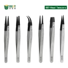 China Factory ESD Carbon fiber Tip Anti static Stainless Steel Flated Tip Tweezers manufacturer