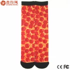 China profession print socks supplier, customized pizza sublimation printing socks manufacturer