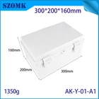 China AK-Y-01-A1 com caixa de montagem Caixa de distribuição de energia ABS IP67 Caixa elétrica à prova d'água Cabelo de plástico dobrado 300x200x160mm fabricante