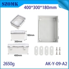 China Ak-y-09a2 transparente fivela gabinete de gabinete de gabinete plástico alimentação à prova d'água IP67 Circuito da placa de circuito elétrico 400x300x180mm fabricante