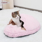 China Broke Egg Design Pet Sleeping Bag Cute Cozy Cat Sack Winter Pet Cave Bed for Puppy manufacturer